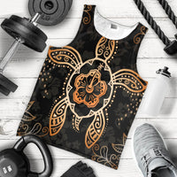Hawaiian Turtle And Hibiscus Polynesian Tank Top Orange - AH - Polynesian Pride
