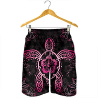Hawaiian Turtle And Hibiscus Polynesian Men's Shorts Pink - AH - Polynesian Pride