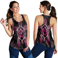 Hawaiian Turtle And Hibiscus Polynesian Racerback Tank Pink - AH Black - Polynesian Pride