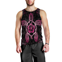 Hawaiian Turtle And Hibiscus Polynesian Tank Top Pink - AH Black - Polynesian Pride
