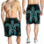 Hawaiian Turtle And Hibiscus Polynesian Men's Shorts Turquoise - AH - Polynesian Pride