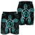 Hawaiian Turtle And Hibiscus Polynesian Men's Shorts Turquoise - AH - Polynesian Pride