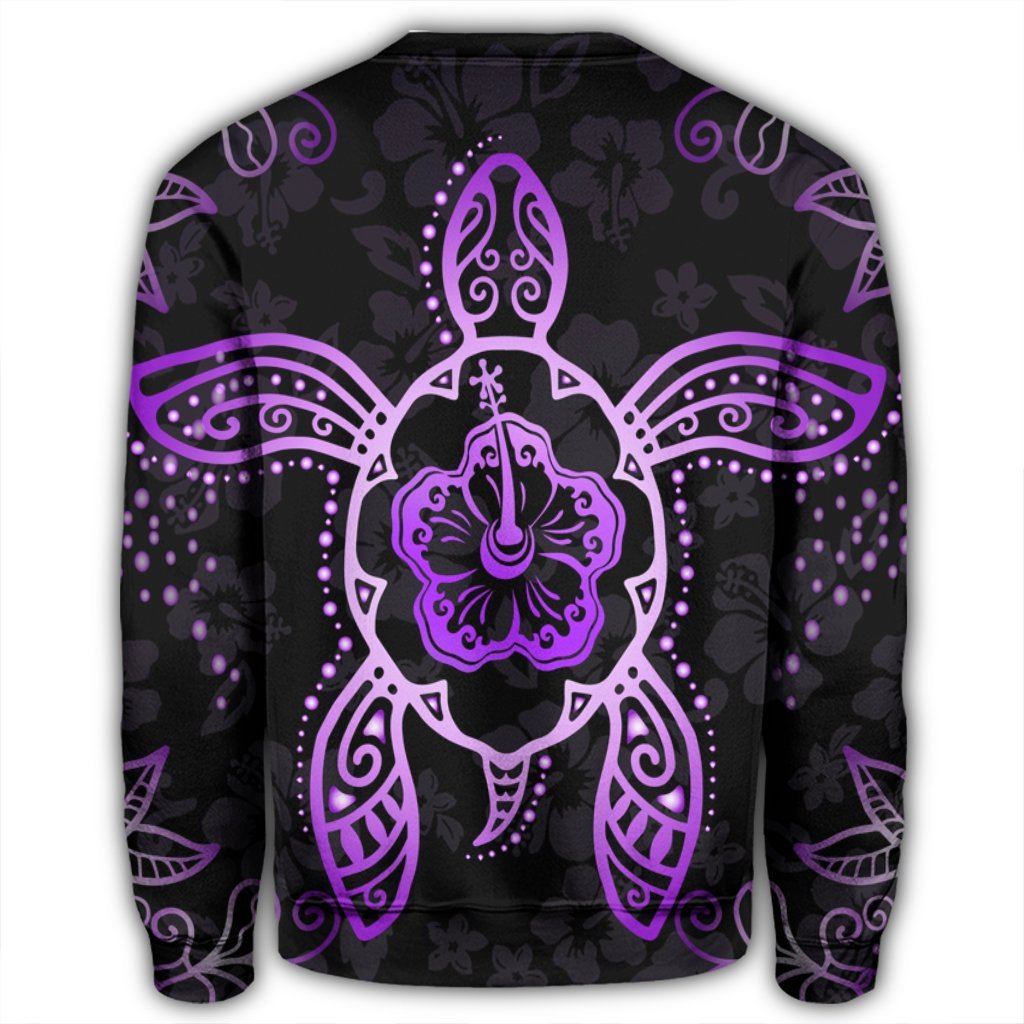 Hawaiian Turtle And Hibiscus Polynesian Sweatshirt Violet - AH - Polynesian Pride