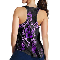 Hawaiian Turtle And Hibiscus Polynesian Racerback Tank Violet - AH - Polynesian Pride