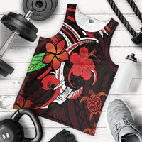 Hawaiian Turtle Hibiscus And Plumeria Flower Polynesian Tank Top - AH - Polynesian Pride