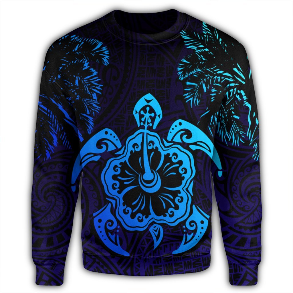 Hawaiian Turtle Hibiscus Coconut Tree Polynesian Sweatshirt AH - Polynesian Pride