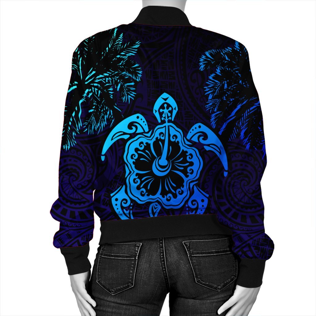 Hawaiian Turtle Hibiscus Coconut Tree Polynesian Bomber Jacket AH - Polynesian Pride