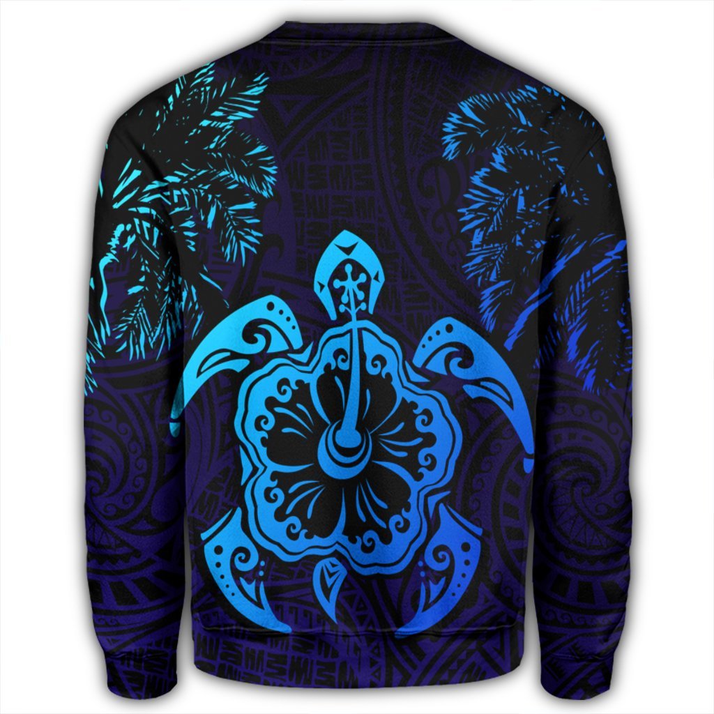 Hawaiian Turtle Hibiscus Coconut Tree Polynesian Sweatshirt AH - Polynesian Pride