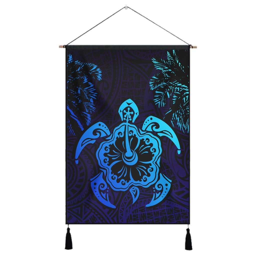 Hawaiian Turtle Hibiscus Coconut Tree Polynesian Hanging Poster AH Hanging Poster Cotton And Linen - Polynesian Pride