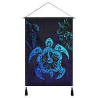Hawaiian Turtle Hibiscus Coconut Tree Polynesian Hanging Poster AH Hanging Poster Cotton And Linen - Polynesian Pride