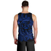 Hawaiian Turtle Hibiscus Plumeria Kanaka Polynesian Tank Top Blue - Soft Style - AH - Polynesian Pride