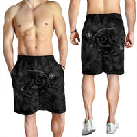 Hawaiian Turtle Hibiscus Plumeria Kanaka Polynesian Men's Shorts Gray - Soft Style - AH - Polynesian Pride