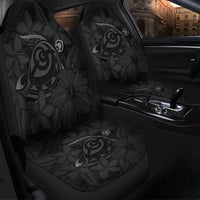 Hawaiian Turtle Hibiscus Plumeria Kanaka Polynesian Car Seat Covers Gray - Soft Style - AH - Polynesian Pride