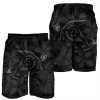 Hawaiian Turtle Hibiscus Plumeria Kanaka Polynesian Men's Shorts Gray - Soft Style - AH - Polynesian Pride