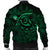 Hawaiian Turtle Hibiscus Plumeria Kanaka Polynesian Bomber Jacket Green - Soft Style - AH - Polynesian Pride