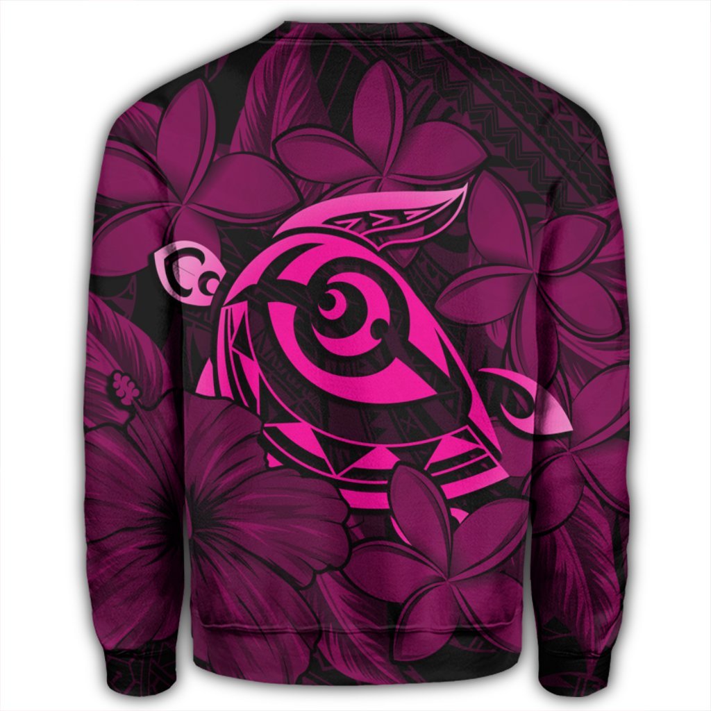 Hawaiian Turtle Hibiscus Plumeria Kanaka Polynesian Sweatshirt Pink - Soft Style - AH - Polynesian Pride