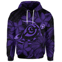 Custom Hawaiian Turtle Hibiscus Plumeria Kanaka Polynesian Hoodie Purple Soft Style - Polynesian Pride