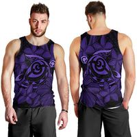 Hawaiian Turtle Hibiscus Plumeria Kanaka Polynesian Tank Top Purple - Soft Style - AH - Polynesian Pride