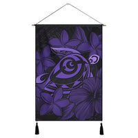 Hawaiian Turtle Hibiscus Plumeria Kanaka Polynesian Hanging Poster Purple - Soft Style - AH Hanging Poster Cotton And Linen - Polynesian Pride