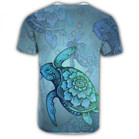 Hawaiian Turtle In The Sea Bubble Polynesian T Shirt AH - Polynesian Pride