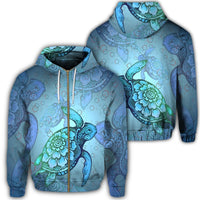 Hawaiian Turtle In The Sea Bubble Polynesian Zip Hoodie Unisex Art - Polynesian Pride