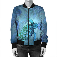 Hawaiian Turtle In The Sea Bubble Polynesian Bomber Jacket - AH - Polynesian Pride
