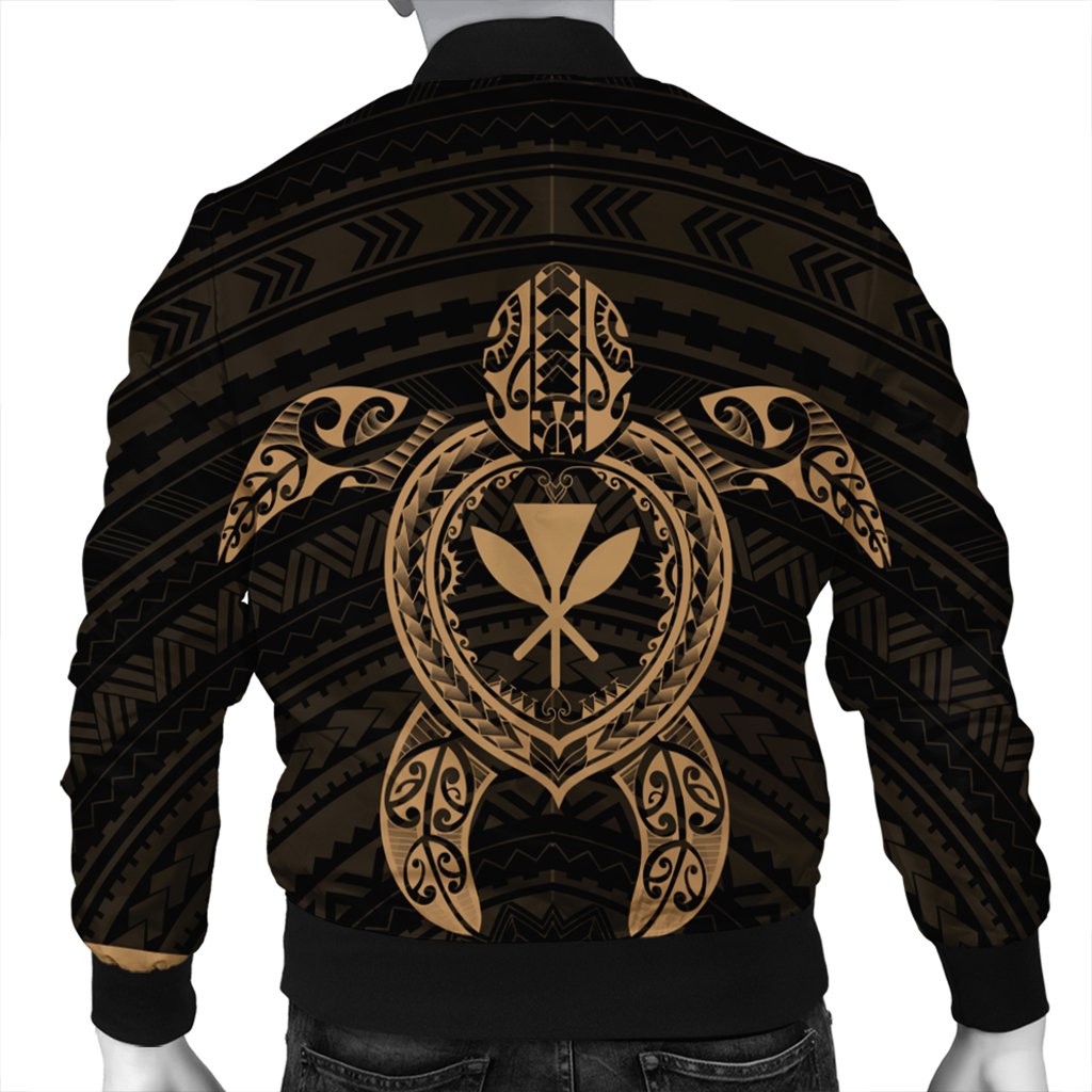 Hawaiian Turtle Kanaka Polynesian Bomber Jacket - Gold - AH - Polynesian Pride