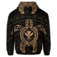 Hawaiian Turtle Kanaka Polynesian Hoodie Gold - Polynesian Pride