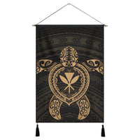 Hawaiian Turtle Kanaka Polynesian Hanging Poster - Gold - AH Hanging Poster Cotton And Linen - Polynesian Pride