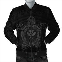 Hawaiian Turtle Kanaka Polynesian Bomber Jacket - Gray - AH Black Unisex - Polynesian Pride