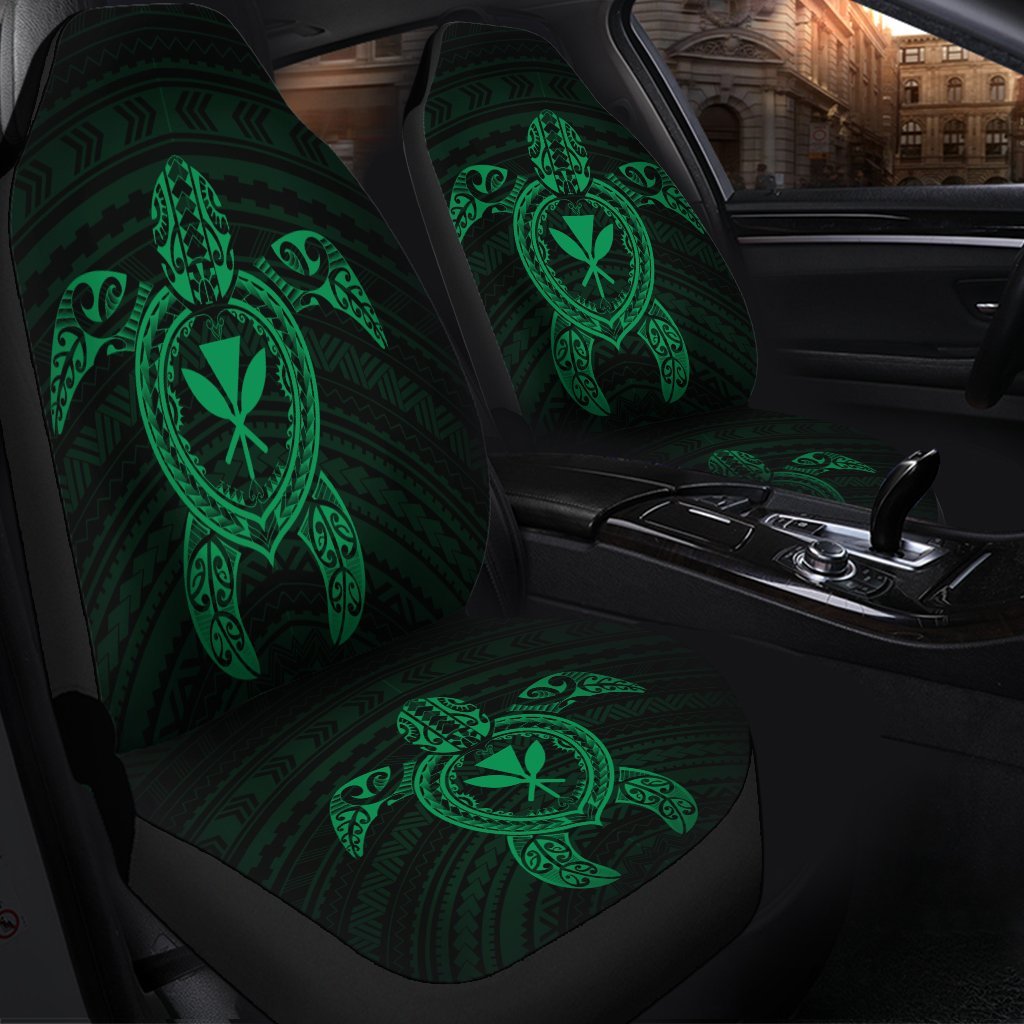 Hawaiian Turtle Kanaka Polynesian Car Seat Covers - Green - AH - Polynesian Pride