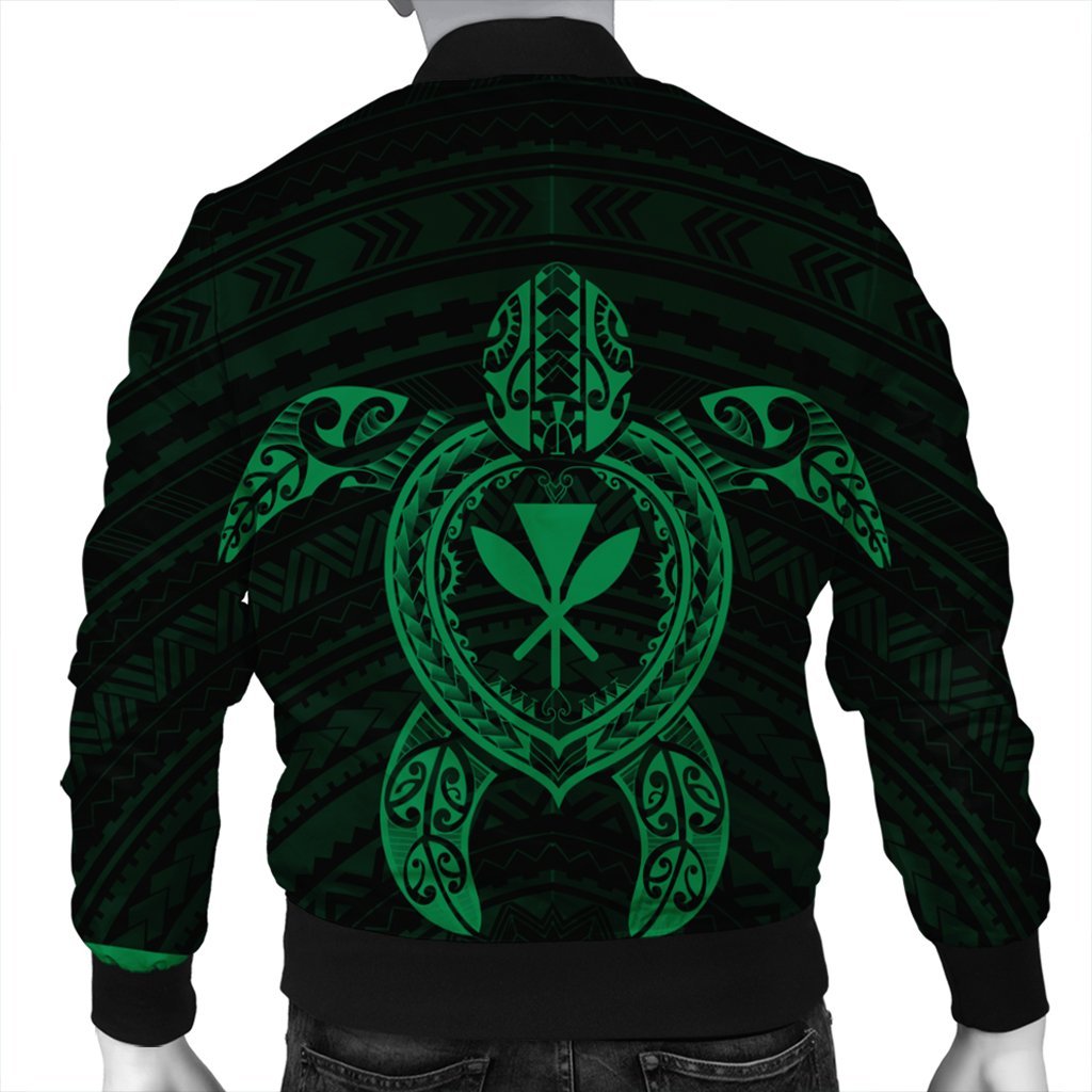 Hawaiian Turtle Kanaka Polynesian Bomber Jacket - Green - AH - Polynesian Pride