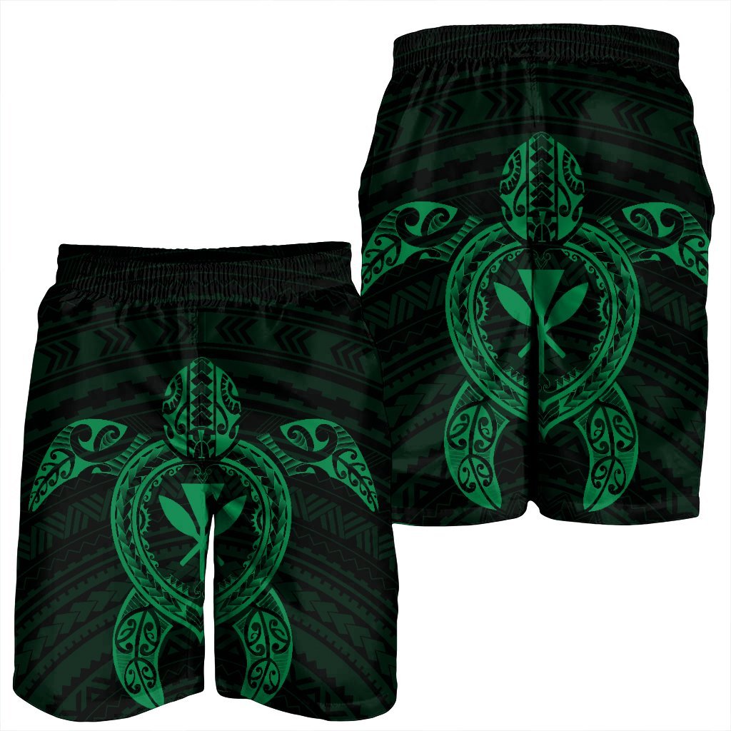 Hawaiian Turtle Kanaka Polynesian Men's Shorts - Green - AH - Polynesian Pride