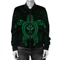 Hawaiian Turtle Kanaka Polynesian Bomber Jacket - Green - AH - Polynesian Pride
