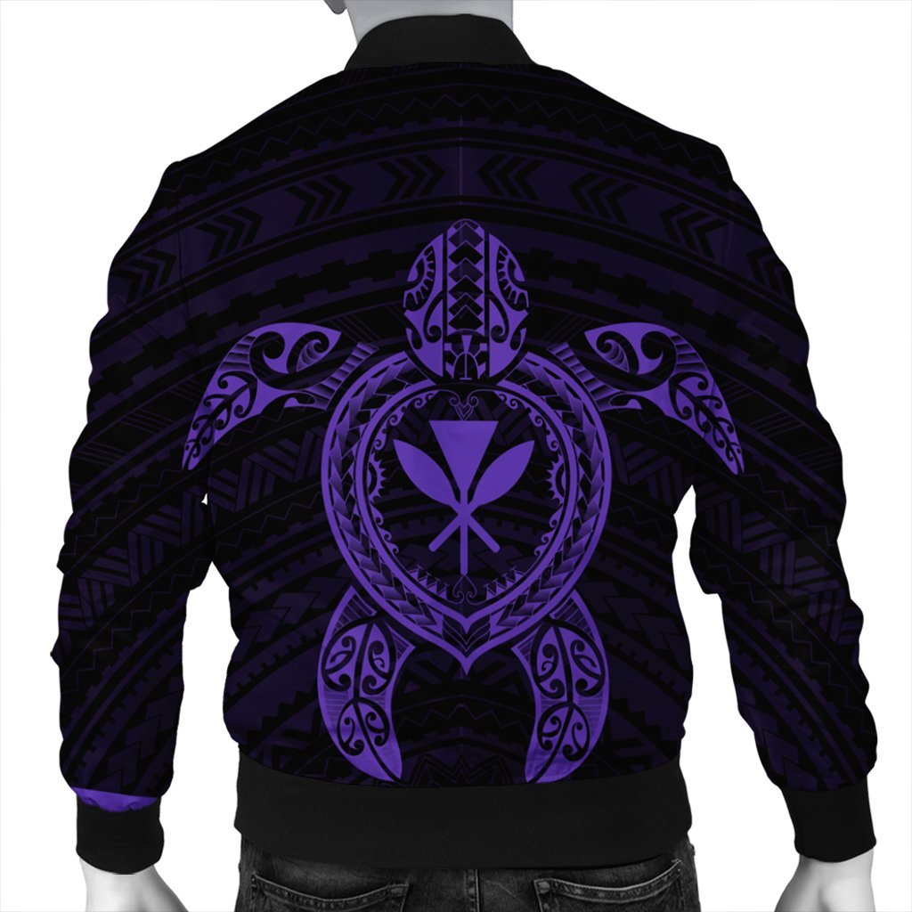 Hawaiian Turtle Kanaka Polynesian Bomber Jacket - Purple - AH - Polynesian Pride
