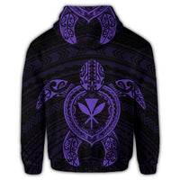 Hawaiian Turtle Kanaka Polynesian Zip Hoodie Purple - Polynesian Pride