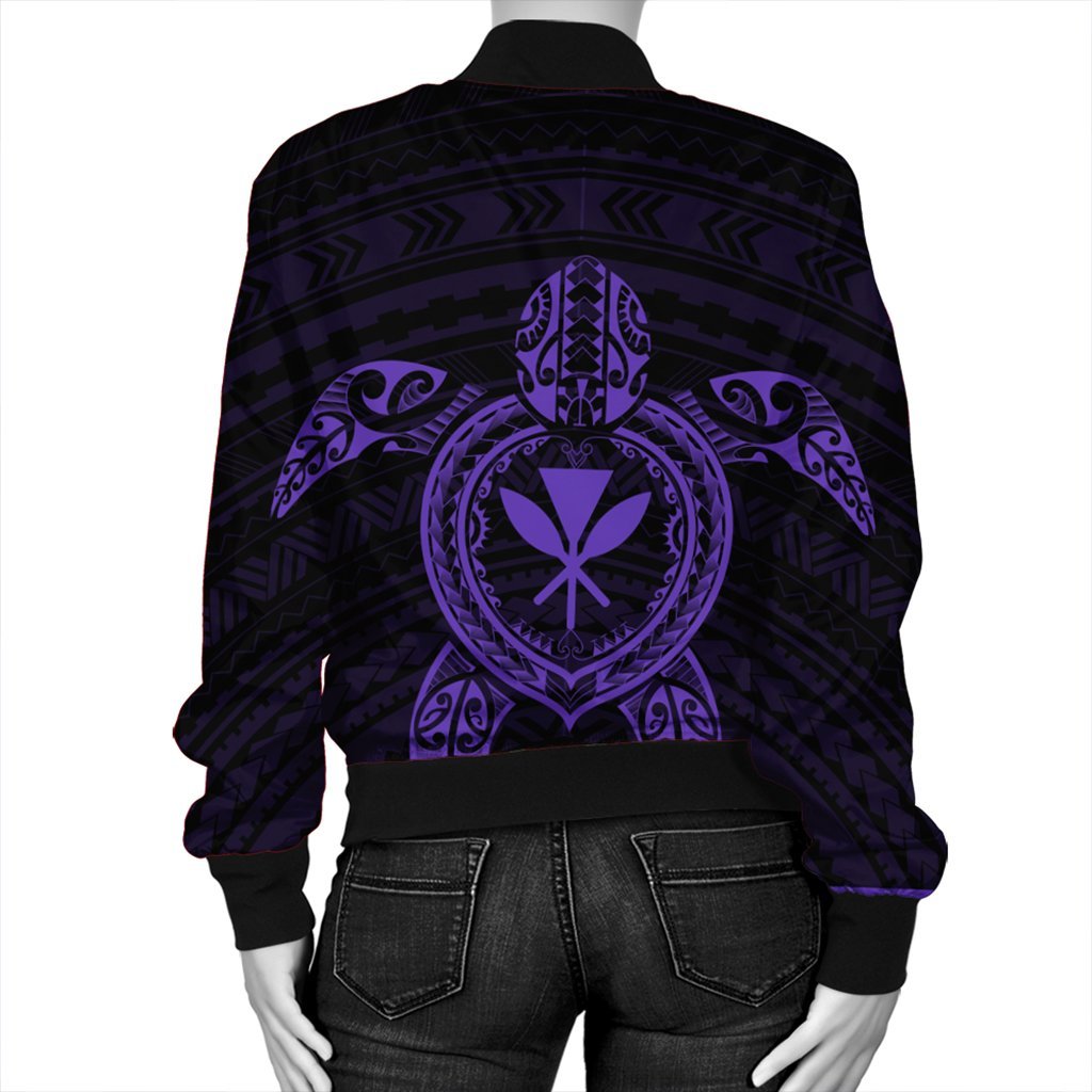 Hawaiian Turtle Kanaka Polynesian Bomber Jacket - Purple - AH - Polynesian Pride
