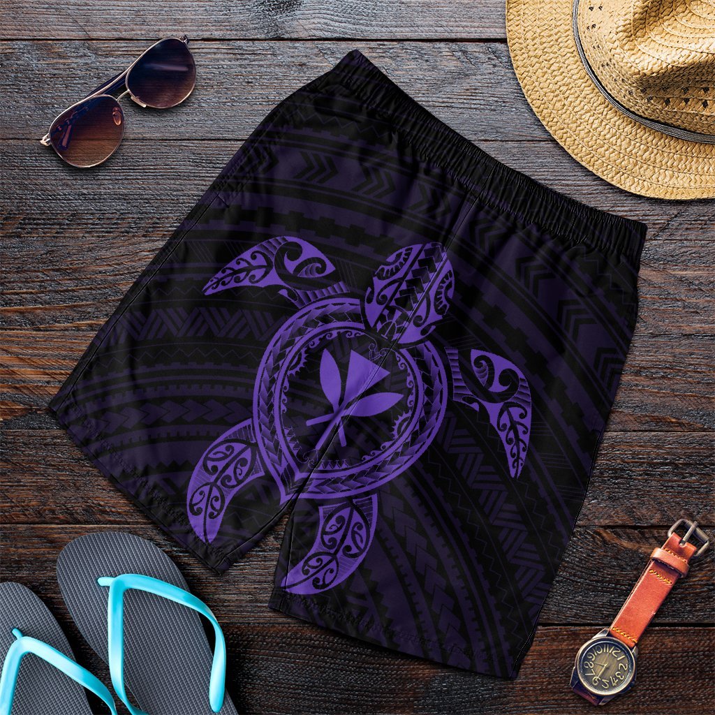 Hawaiian Turtle Kanaka Polynesian Men's Shorts - Purple - AH Art - Polynesian Pride
