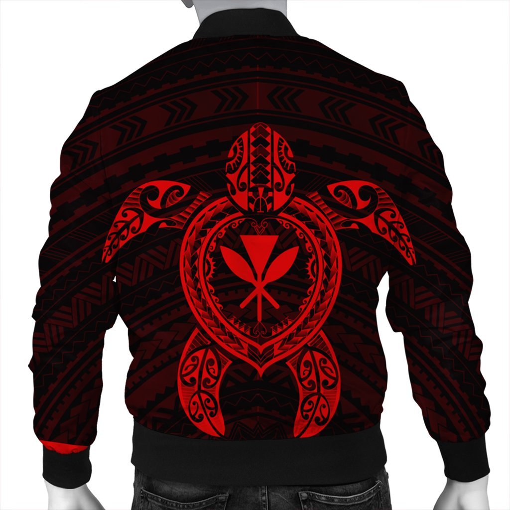 Hawaiian Turtle Kanaka Polynesian Bomber Jacket - Red - AH - Polynesian Pride