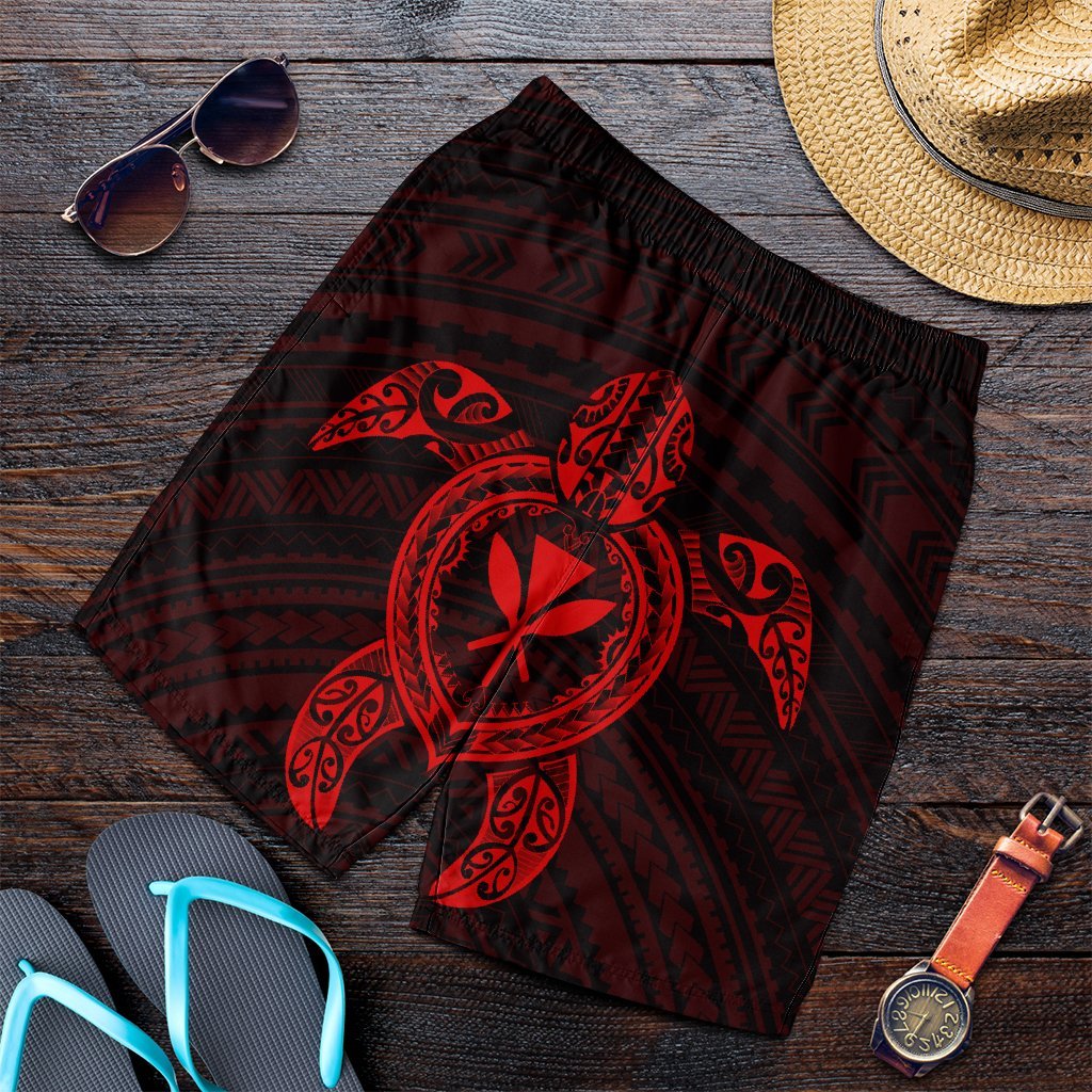 Hawaiian Turtle Kanaka Polynesian Men's Shorts - Red - AH Art - Polynesian Pride