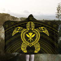 Hawaiian Turtle Kanaka Polynesian Hooded Blanket - Yellow - AH - Polynesian Pride