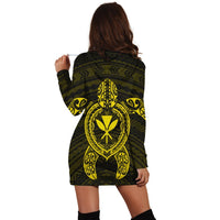 Hawaiian Turtle Kanaka Polynesian Hoodie Dress - Yellow - AH - Polynesian Pride
