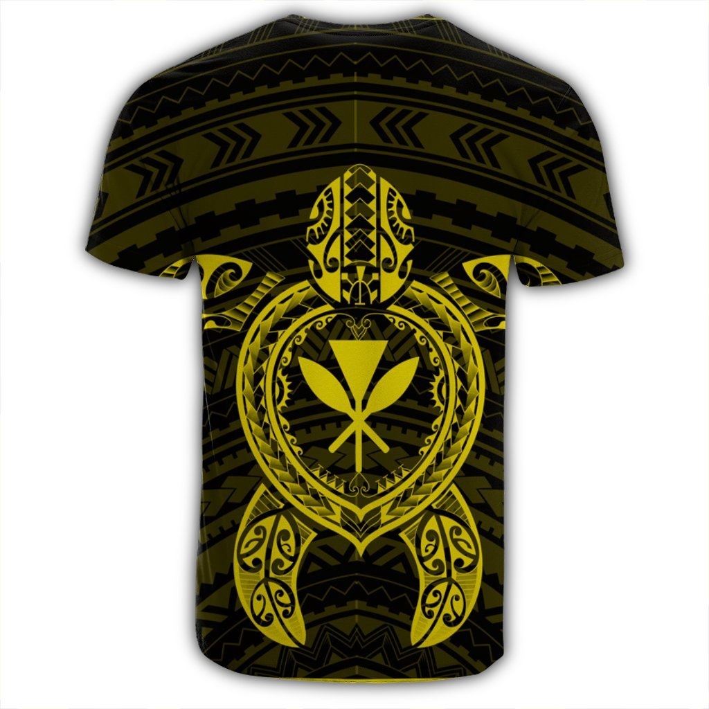 Hawaiian Turtle Kanaka Polynesian T Shirt Yellow AH - Polynesian Pride