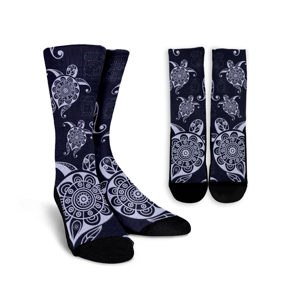 Hawaiian Turtle Pattern Wonderfull Crew Socks - AH Crew Socks White - Polynesian Pride