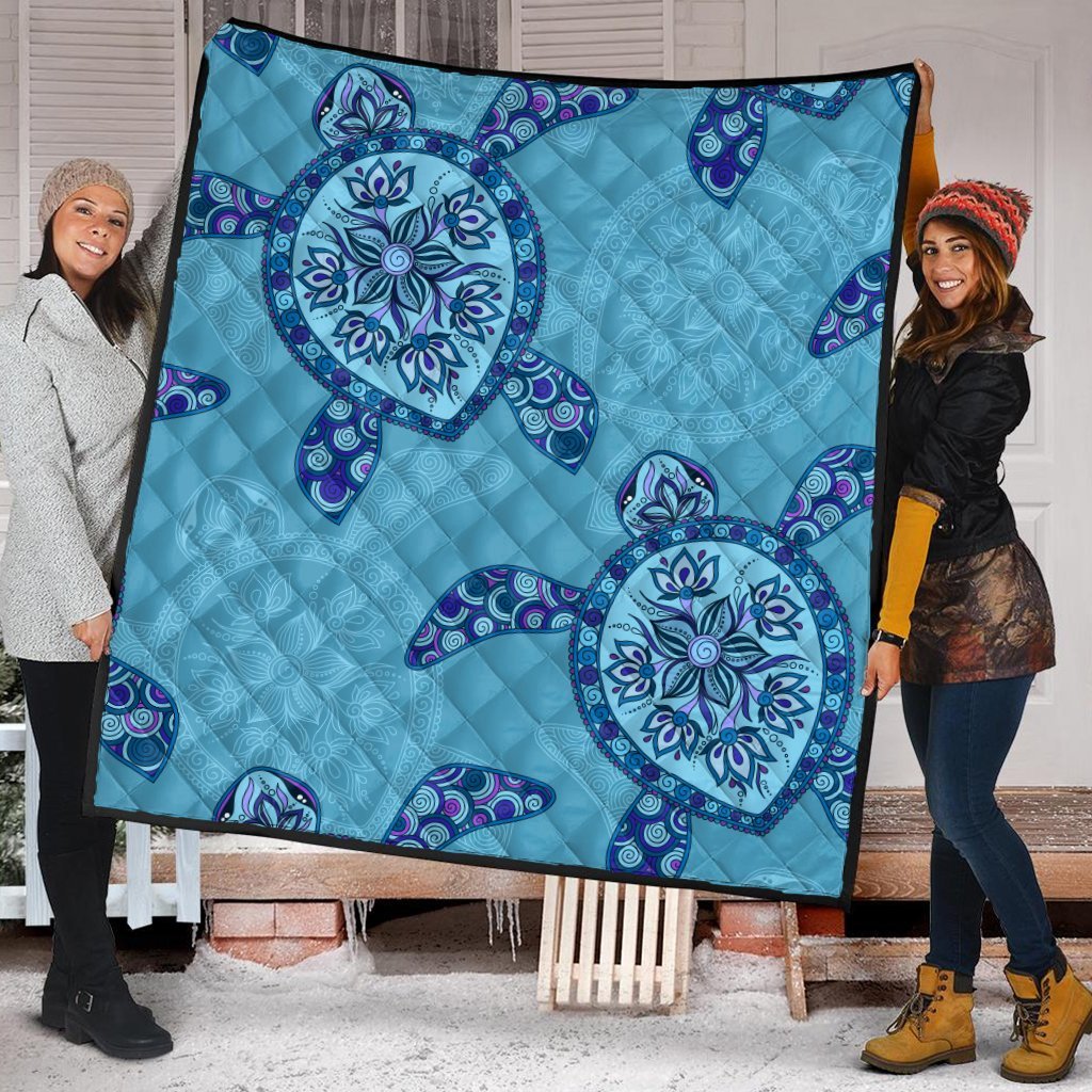 Hawaiian Turtle Plumeria Premium Quilts - AH - Polynesian Pride