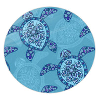 Hawaiian Turtle Plumeria Round Carpet - AH Round Carpet Luxurious Plush - Polynesian Pride