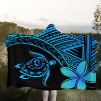 Hawaiian Turtle Plumeria Kakau Polynesian Quilt Hooded Blanket Blue AH - Polynesian Pride