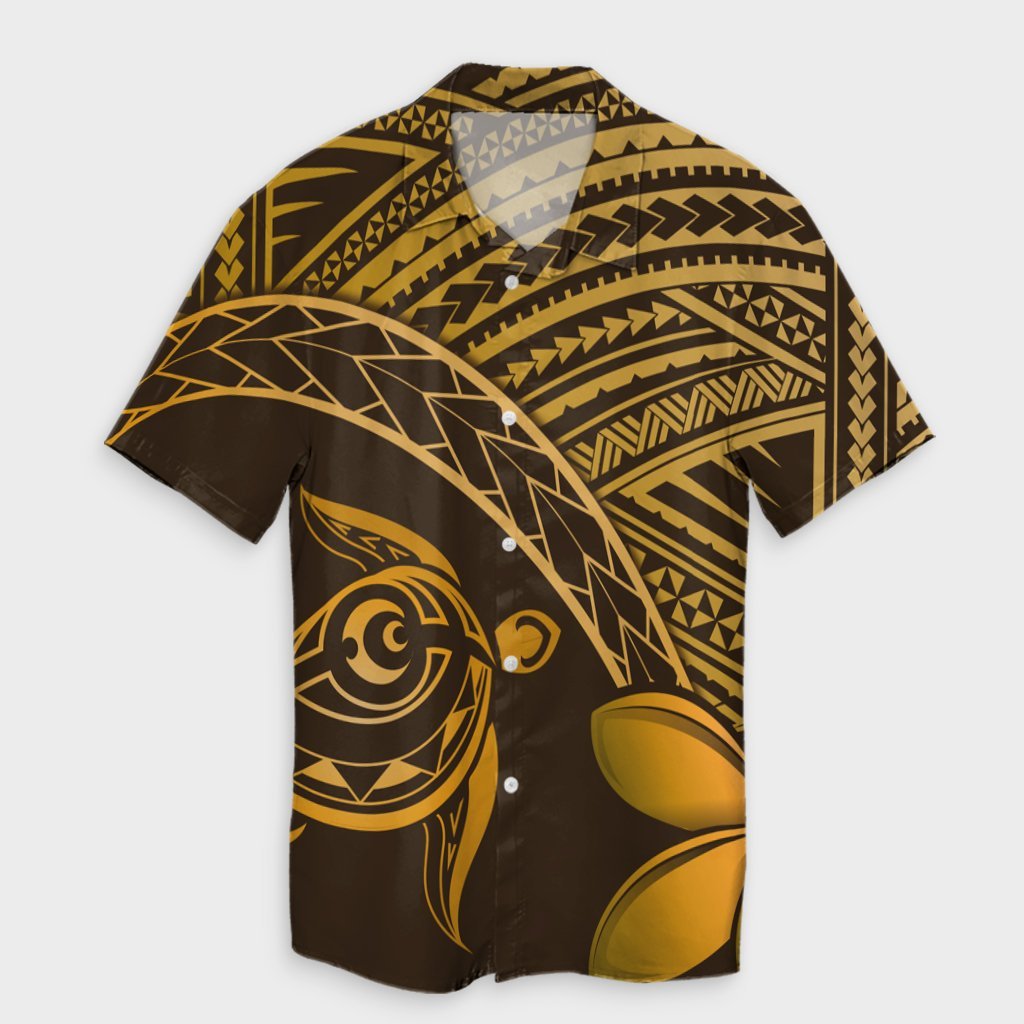 Hawaiian Turtle Plumeria Kakau Polynesian Quilt Hawaiian Shirt Neo Brown AH Unisex Black - Polynesian Pride