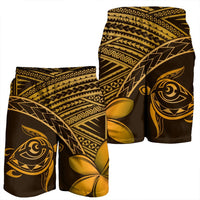 Hawaiian Turtle Plumeria Kakau Polynesian Quilt Men's Shorts Neo Brown AH - Polynesian Pride