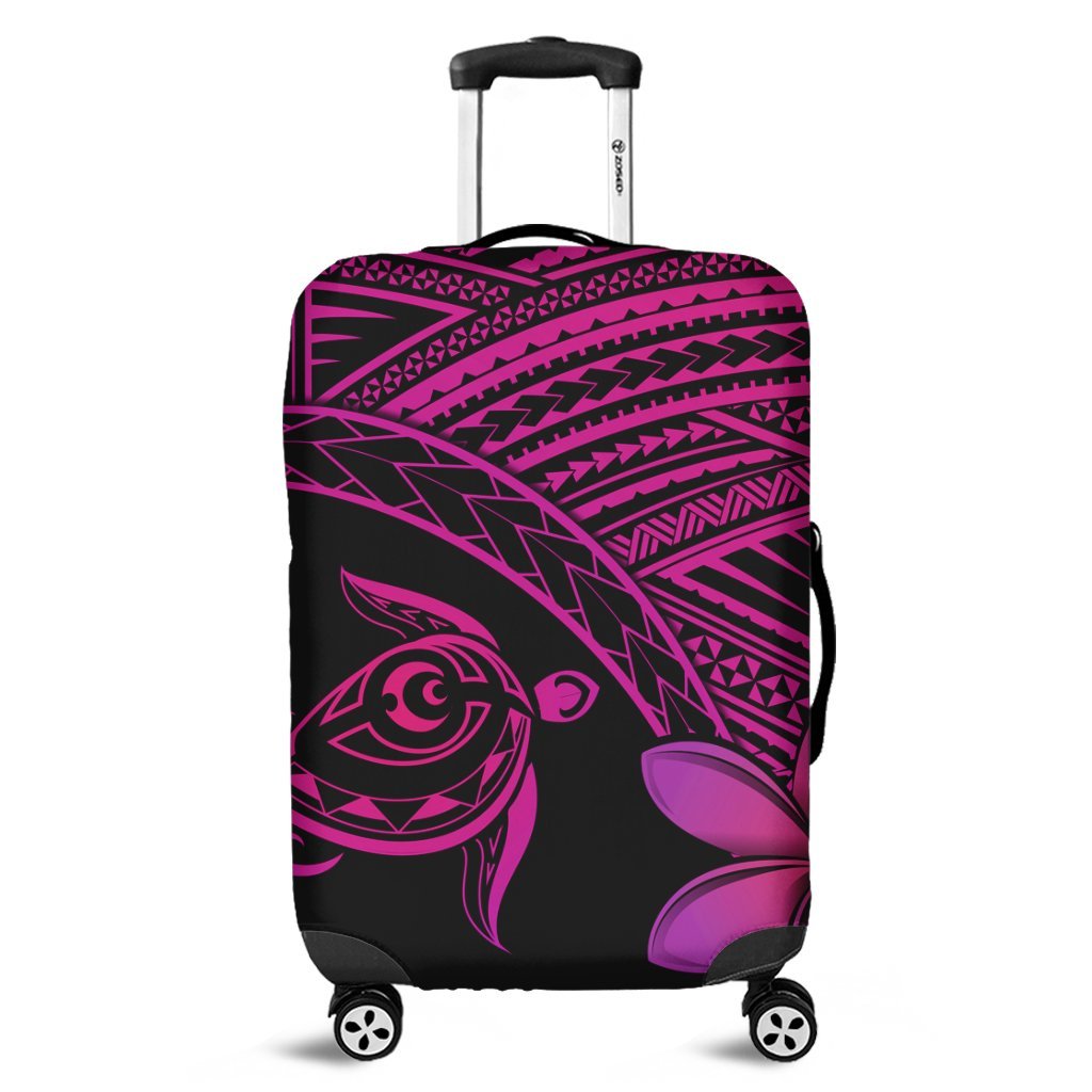 Hawaiian Turtle Plumeria Kakau Polynesian Quilt Luggage Covers Neo Pink AH Black - Polynesian Pride